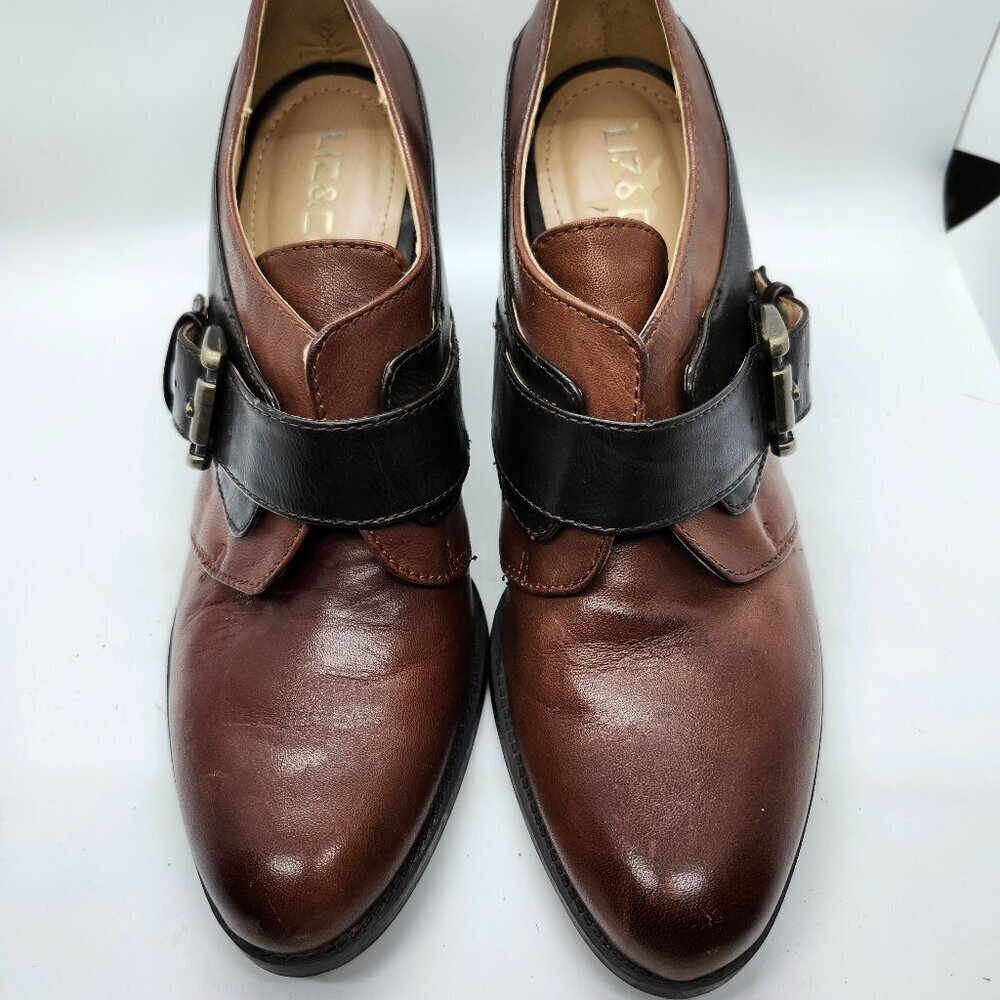 Liz&Co Chelsea Heels Buckle Two Tone Brown Womans Size 7M